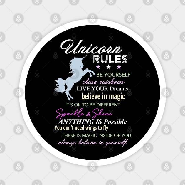 Unicorn Rules Graphic Magnet by Beneforma Photo